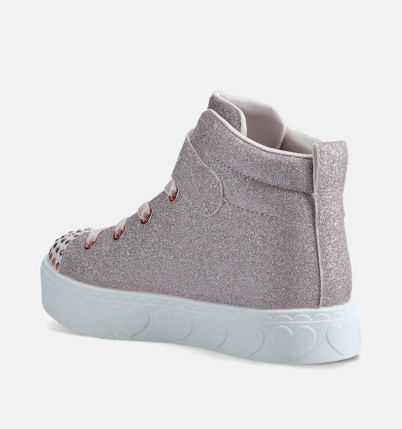 Skechers Heart Steps Glow Baskets montantes en Or rosé pour filles (366429)