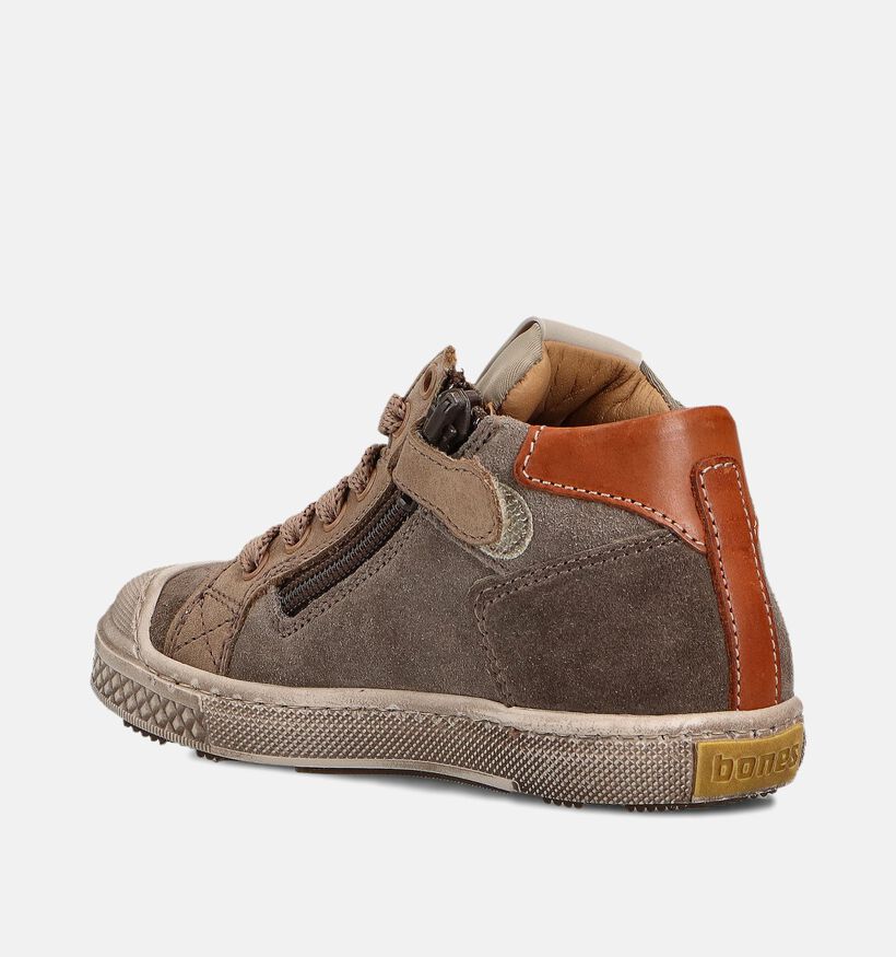 STONES and BONES LIAM Bruine Hoge Sneakers voor jongens (362040) - geschikt voor steunzolen