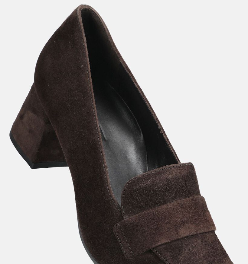 Paul Green Donkerbruine Mocassins met Blokhak voor dames (379782)