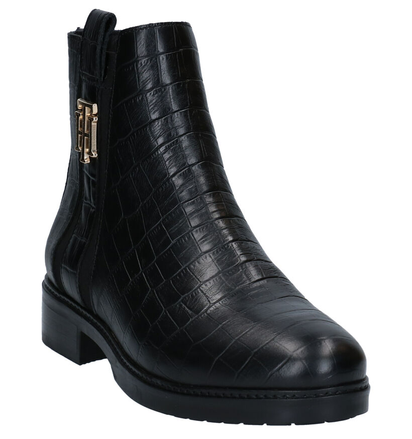 Tommy Hilfiger Croco Look Bottillons en Noir en cuir (281596)