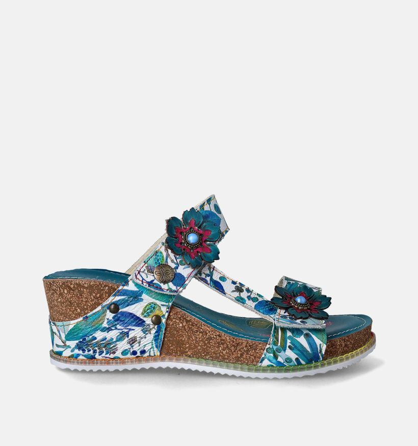 Laura Vita Bonito Nu-pieds avec talon compensé en Bleu pour femmes (356720)