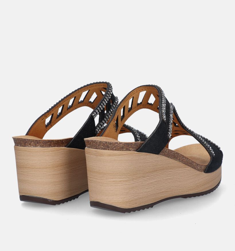 Scholl Elettra Mules avec talon compensé en Noir pour femmes (336769)