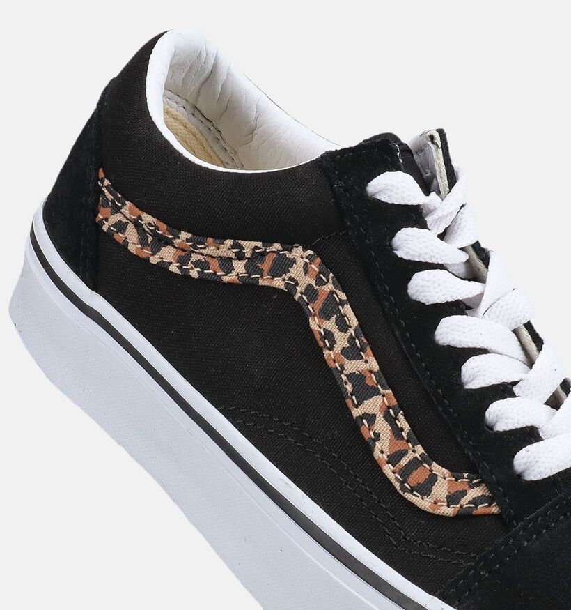 Vans Old Skool Zwarte/Leopard Sneakers voor meisjes (376414)