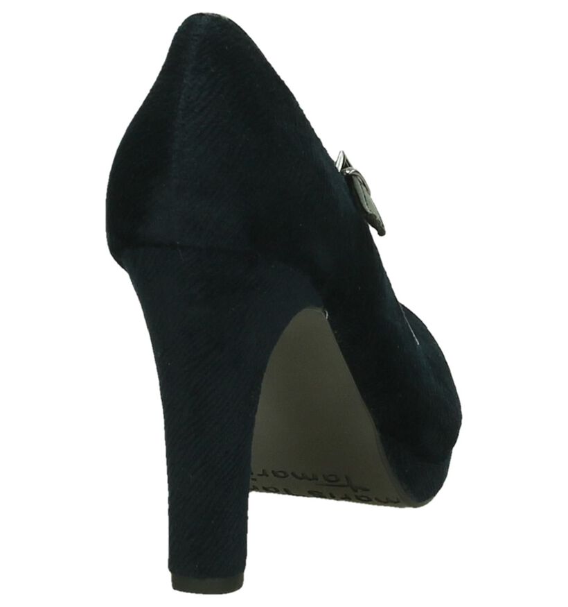 Tamaris Escarpins à bride en Bleu foncé en velours (202678)