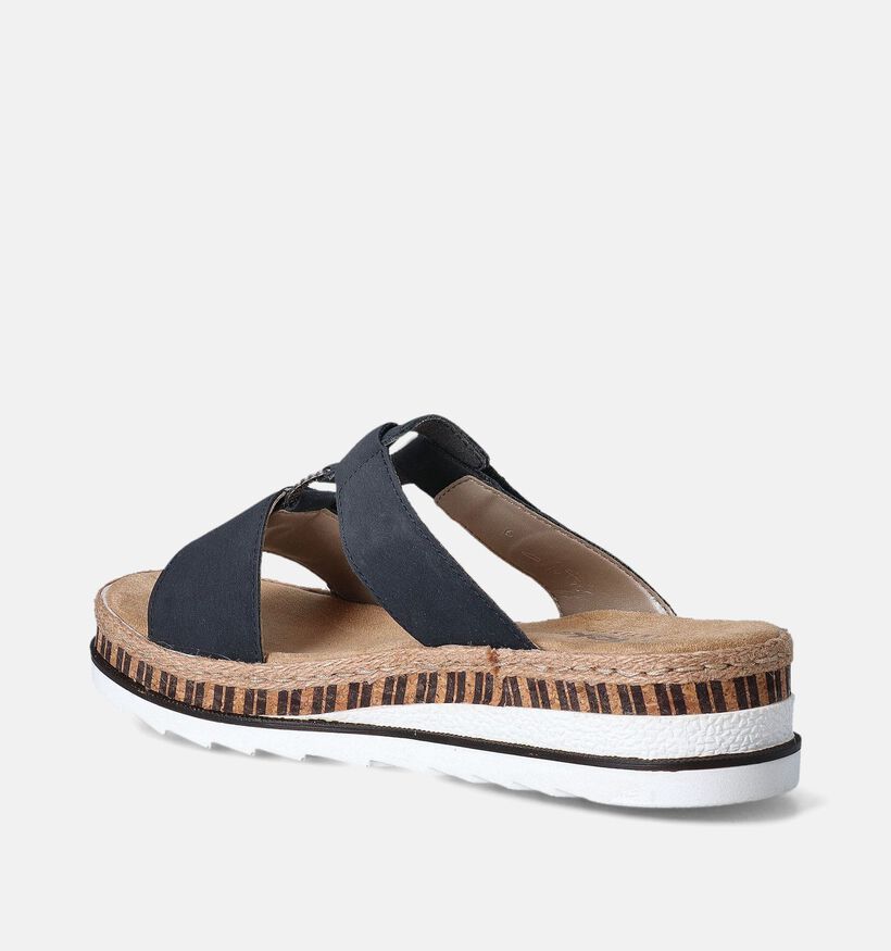 Rieker Nu-pieds talon compensé en Bleu pour femmes (354936)