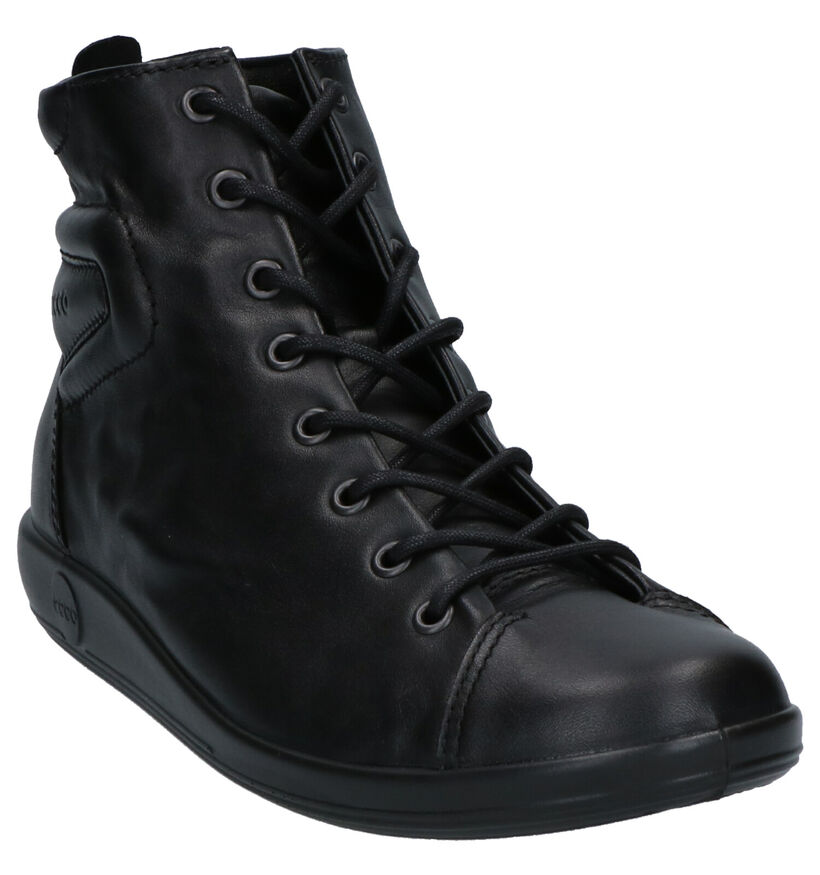 ECCO Soft 2.0 Zwarte Veterbottines in leer (280977)