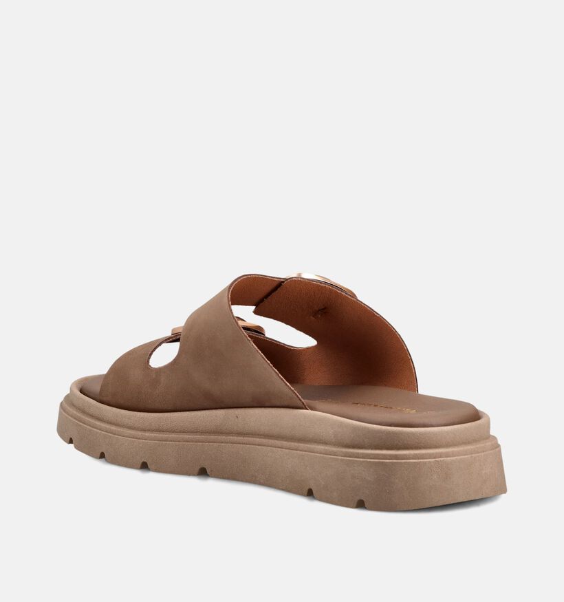 Tamaris Taupe Slippers met Gouden Gespen voor dames (373610)