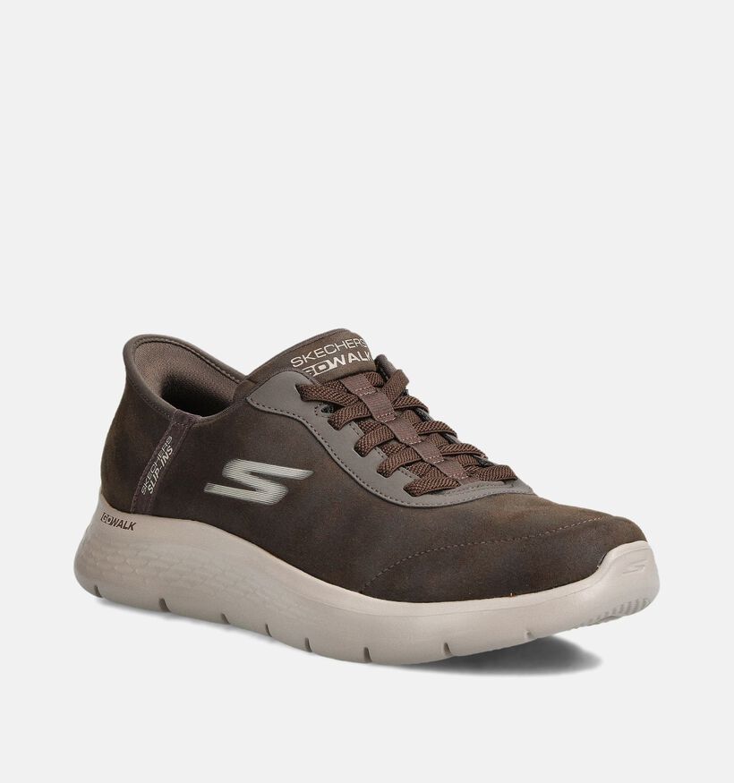 Skechers Go Walk Flex Donkerbruine Slip-on Sneakers voor heren (359765)