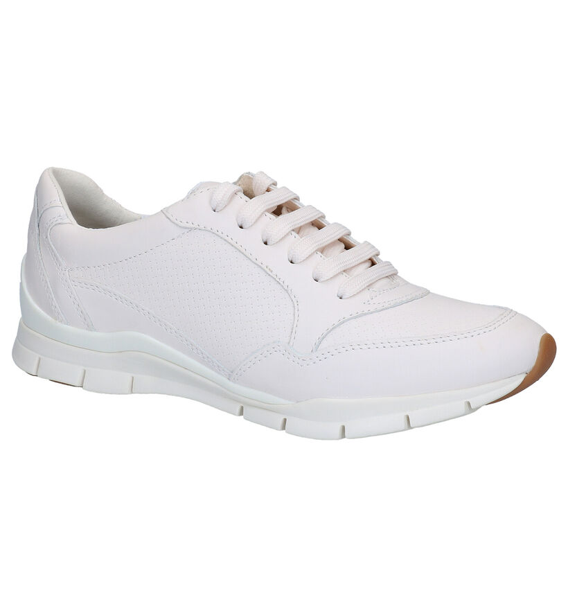 Geox Sukie Witte Veterschoenen in leer (285590)
