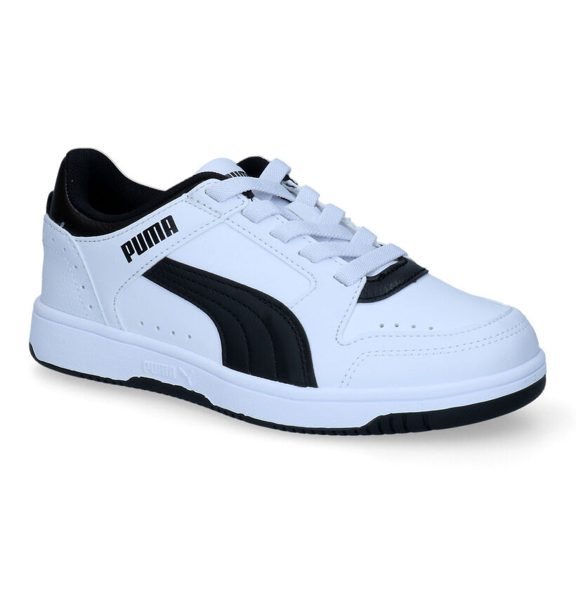 Puma Rebound Joy Baskets en Blanc pour filles, garçons (318745) - pour semelles orthopédiques
