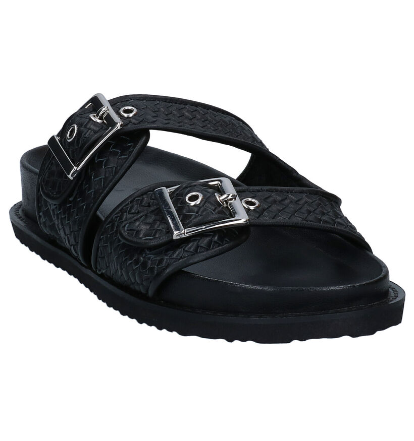 Inuovo Nu-pieds plates en Noir en cuir (292688)