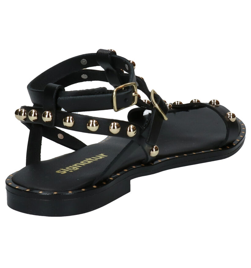 Signatur Sandales plates en Noir en cuir (290457)