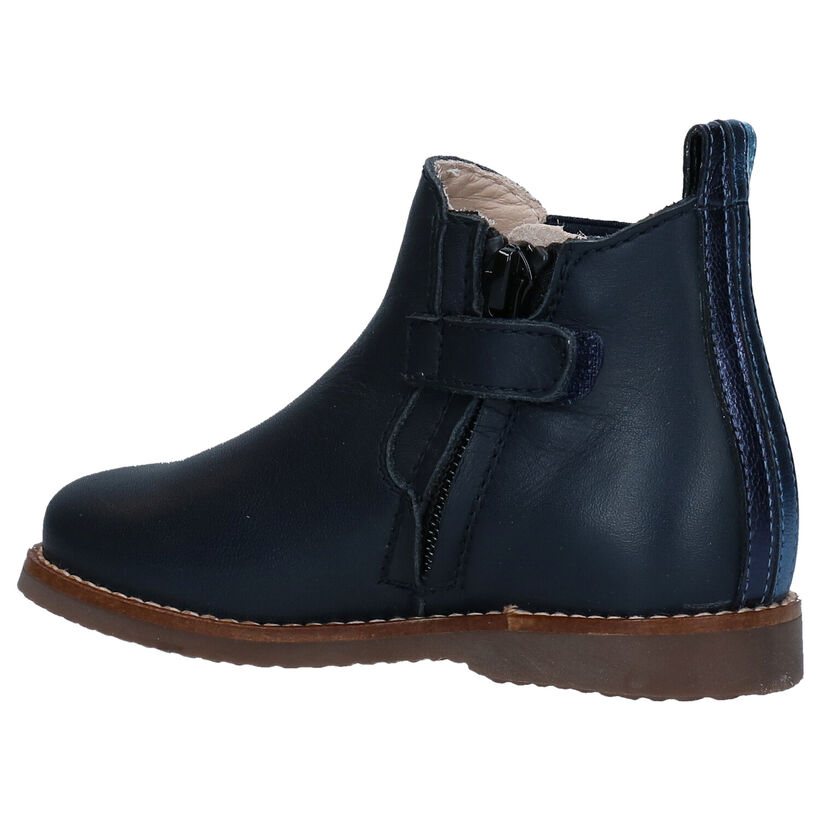 Beberlis Blauwe Bottines in leer (297318)