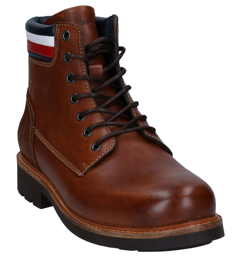 Tommy Hilfiger Corporate Leather Bottines en Cognac en cuir (279970)