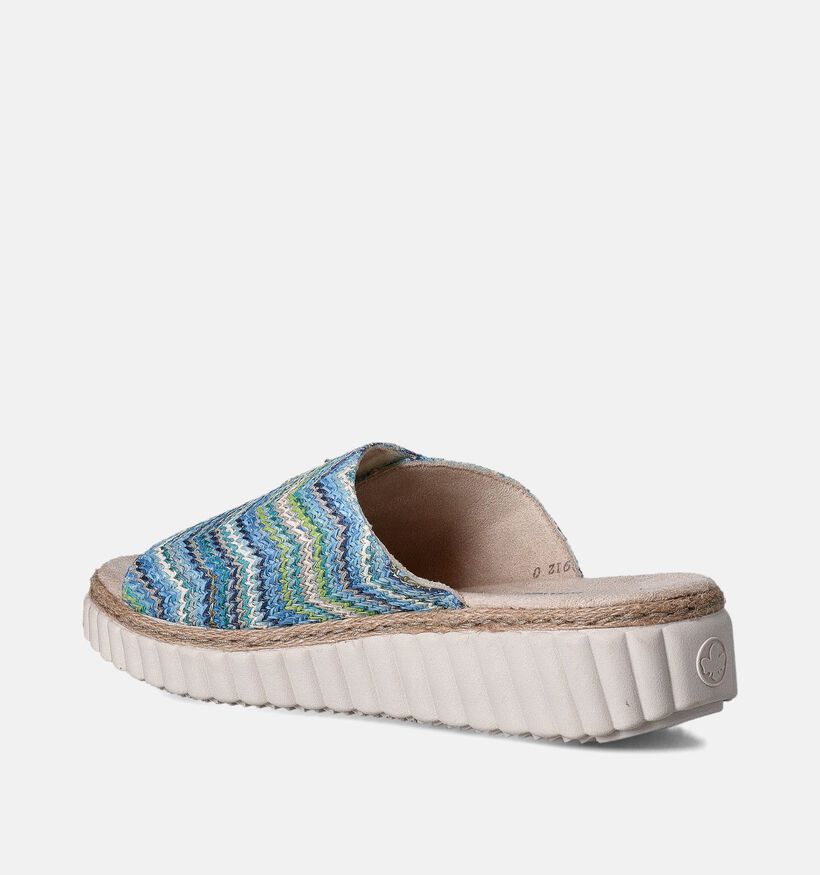 Rieker Nu-pieds talon compensé en Bleu pour femmes (354990)