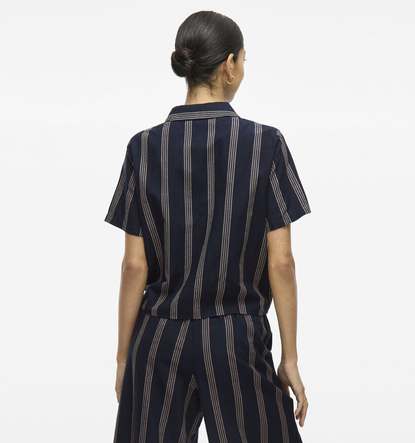 Vila Prisilla Blauw Hemd met Korte Mouwen en Strepen voor dames (353023)