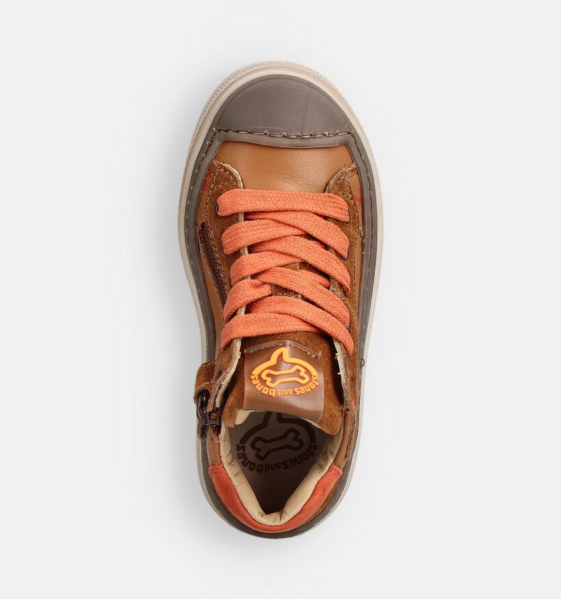 STONES and BONES Leeds Chaussures hautes en Cognac/Orange pour gar&ccedil;ons (362022) - pour semelles orthop&eacute;diques