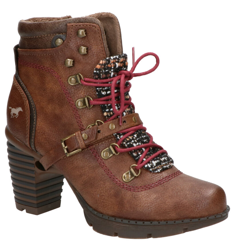 Mustang Bottines à lacets en Brun foncé en simili cuir (259923)