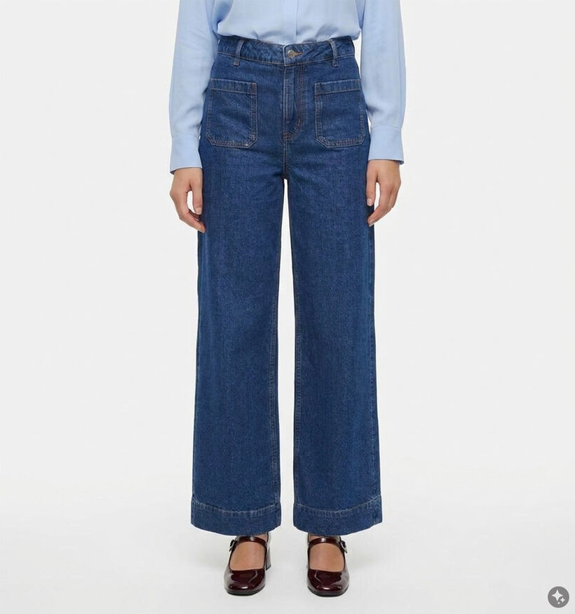 JDY Vega Donkerblauwe Straight Wide Leg Jeans voor dames (379377)