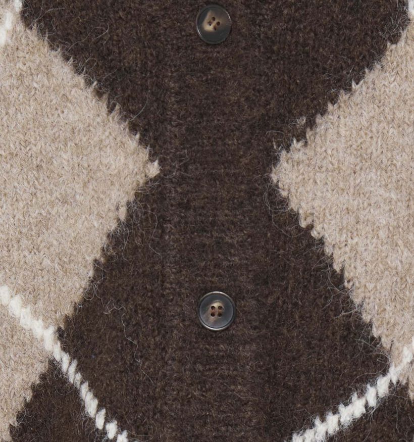 Fransa Charleen Argyle Gilet en Marron/Beige fonc&eacute; pour femmes (379939)