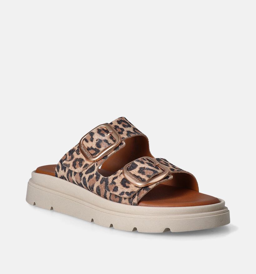 Tamaris Nu-pieds plates Leopard en Marron pour femmes (354321)