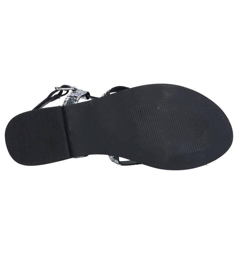 Zwarte/Zilveren Sandalen Vero Moda Mary in leer (241113)