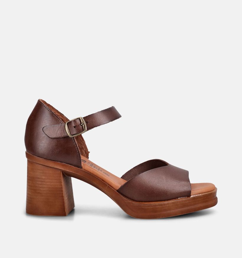 Hee Donkerbruine Sandalen op hak voor dames (372538)
