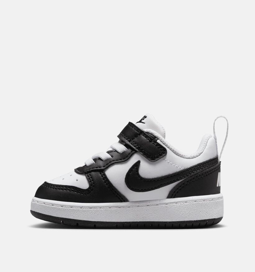 Nike Court Borough Low Baskets en Noir/Blanc pour filles, gar&ccedil;ons (381049)