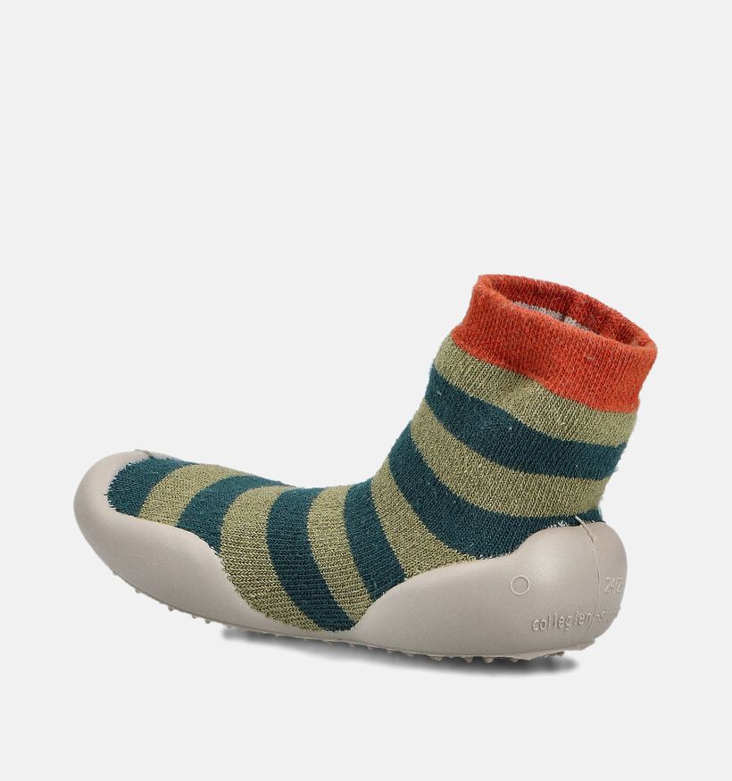 Collégien Pantoufles fermées en Vert kaki pour filles, garçons (364990) - pour semelles orthopédiques