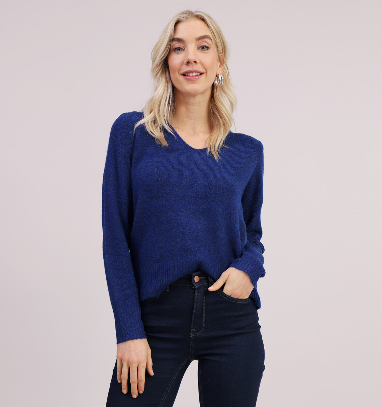 Fel blauwe trui dames store