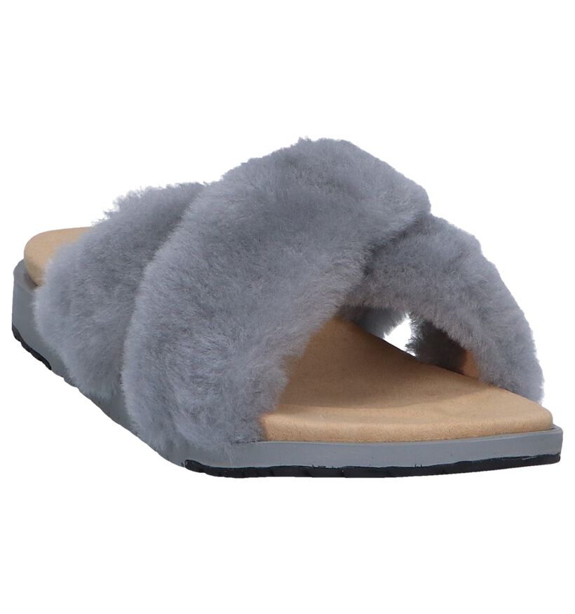 EMU Nu-pieds plates en Turquoise en laine (245683)