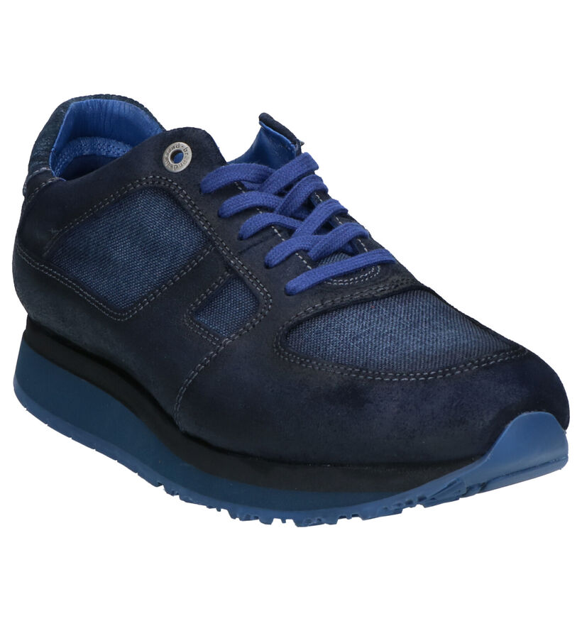 Braend Blauwe Sneakers in daim (261037)