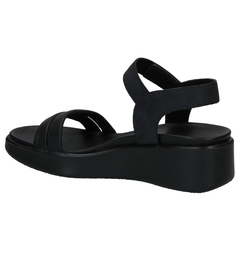 ECCO Flowt Wedge Zwarte Sandalen in leer (287335)