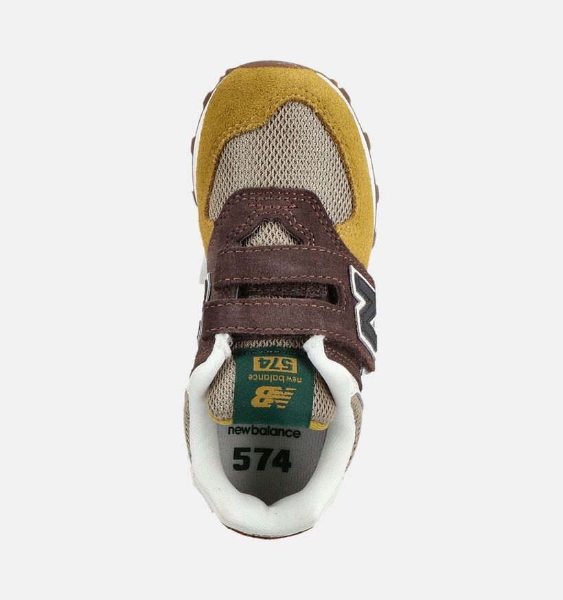 New Balance 574 Bruine/Okergele Sneakers voor jongens (377317) - geschikt voor steunzolen