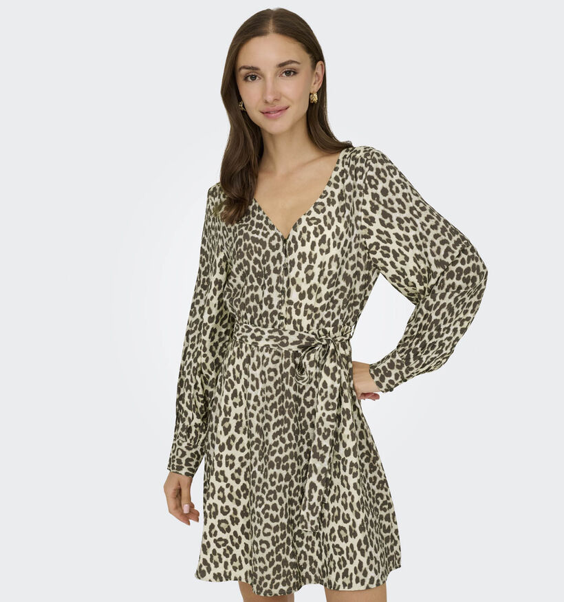 JDY Beatrice Leopard Robe en Beige pour femmes (365276)