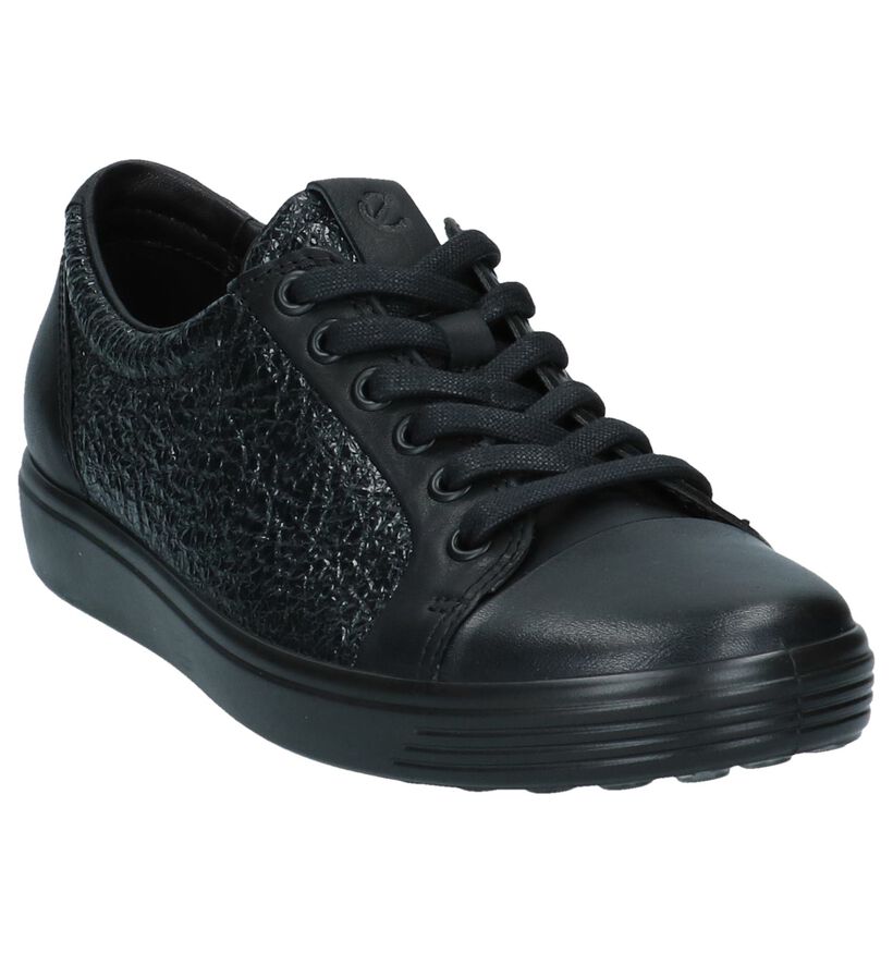 ECCO Soft 7 Zwarte Geklede Sneakers in leer (232075)