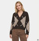 Fransa Charleen Argyle Gilet en Marron/Beige fonc&eacute; pour femmes (379939)