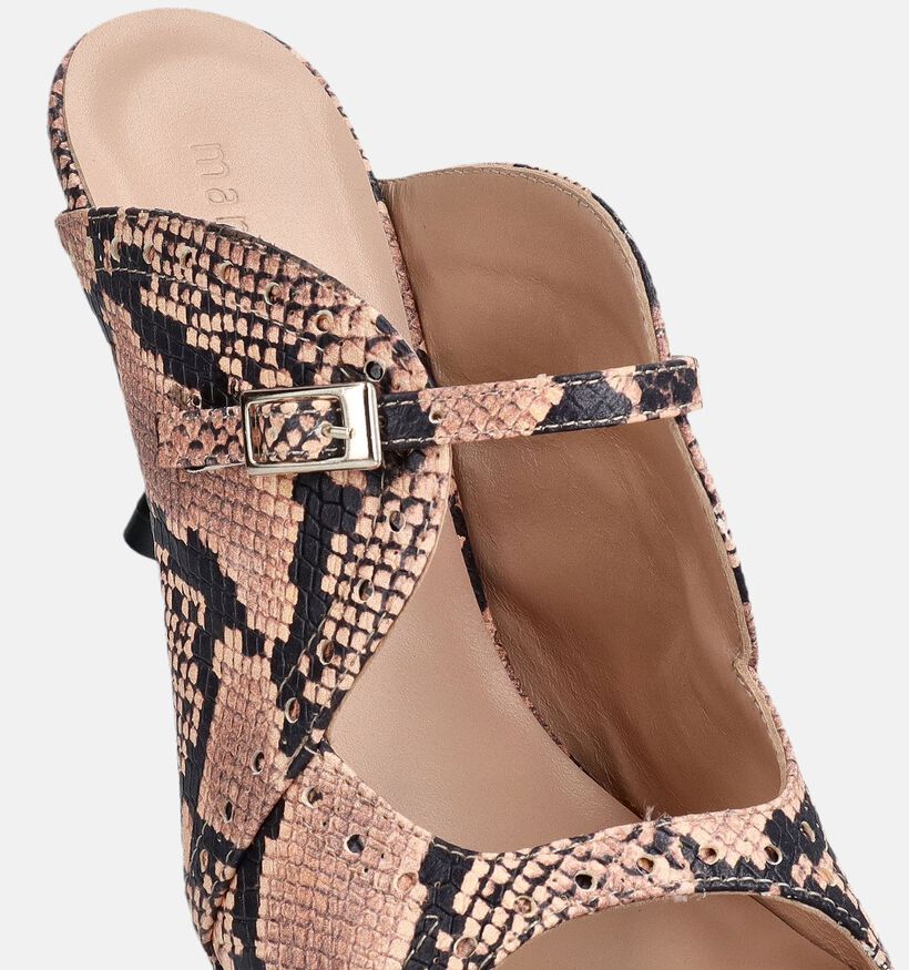 March23 Cemi Powder Python Nu-pieds &agrave; talons en Beige/Noir pour femmes (372165)