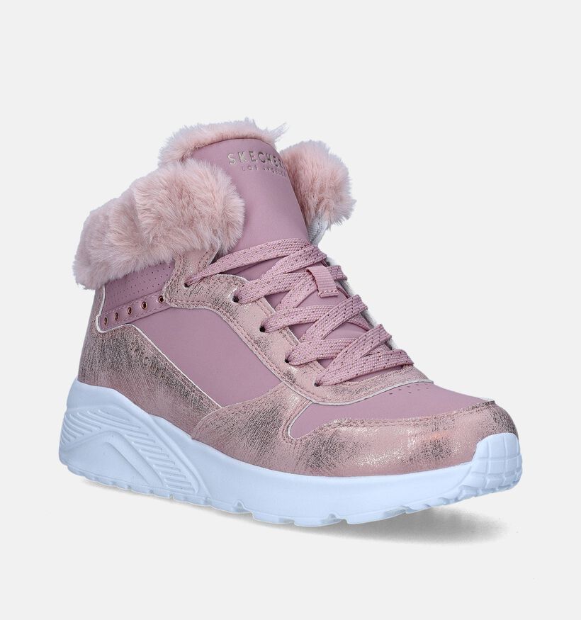 Skechers Uno Lite Comfort Collar Baskets en Rose pour filles (345248)