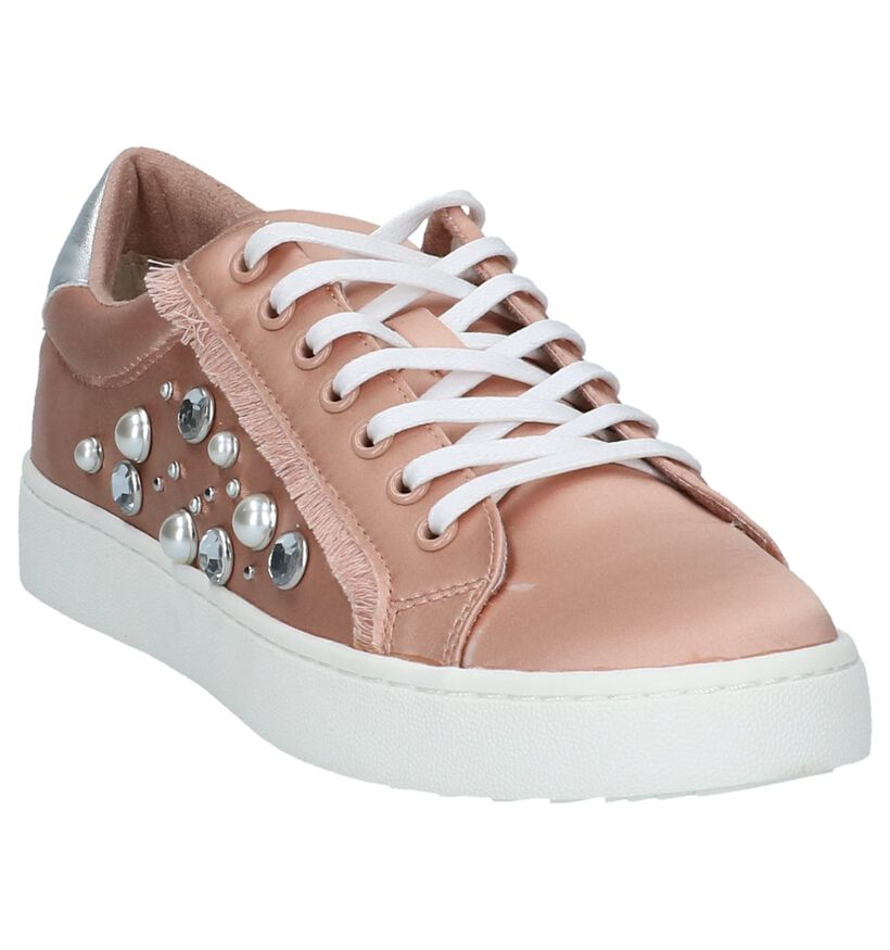 Roze Lage Geklede Sneakers Youh! in stof (212136)