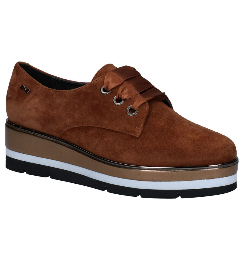 Nathan-Baume Cognac Veterschoenen in daim (283254)