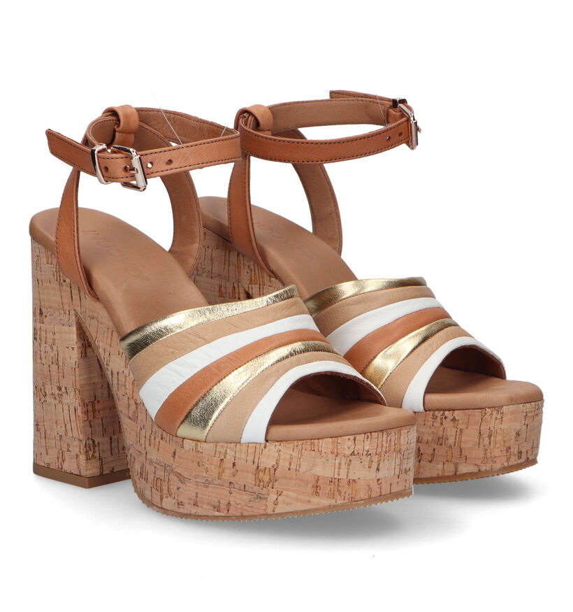 Inuovo Cognac Plateausandalen voor dames (325200)