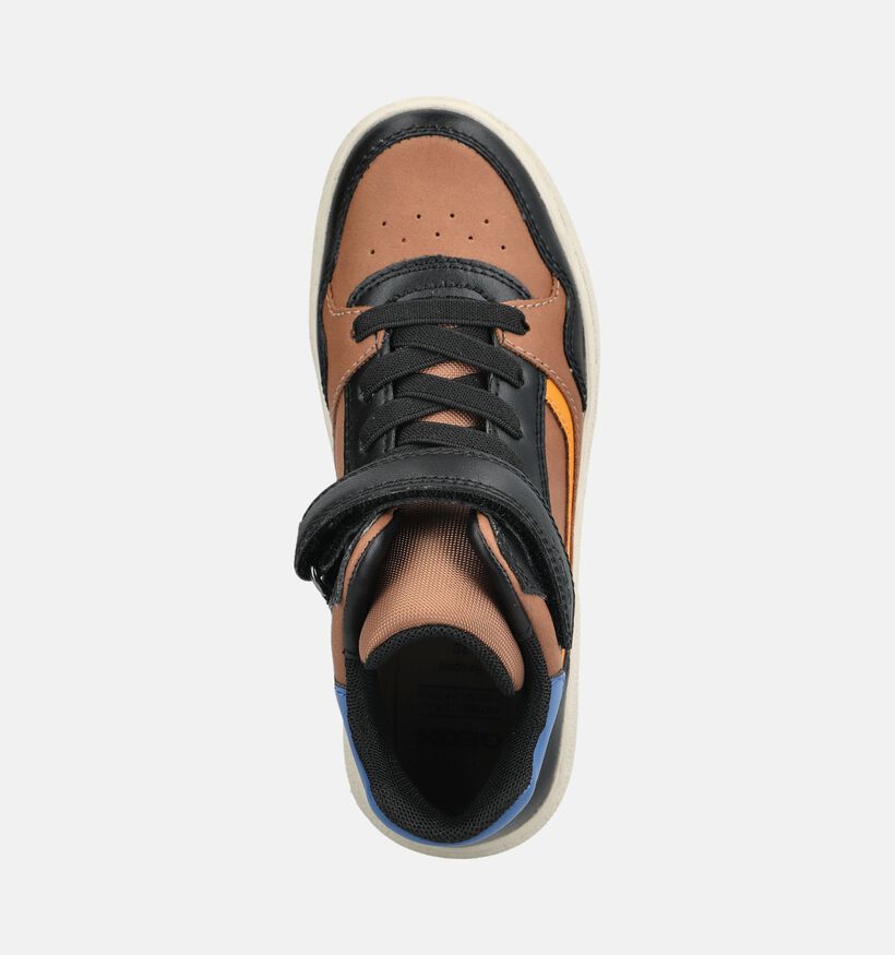 Geox Jr Theleven Cognac/Zwarte Hoge Sneakers voor jongens (376276) - geschikt voor steunzolen