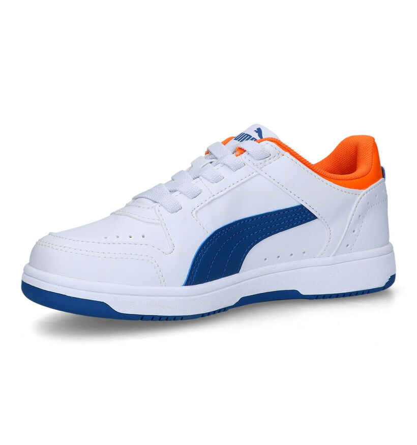 Puma Rebound Joy Baskets en Blanc pour filles, garçons (318745) - pour semelles orthopédiques