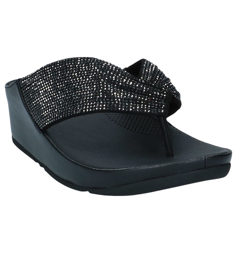 Zwarte Teenslippers FitFlop Twiss Crystal in stof (240102)