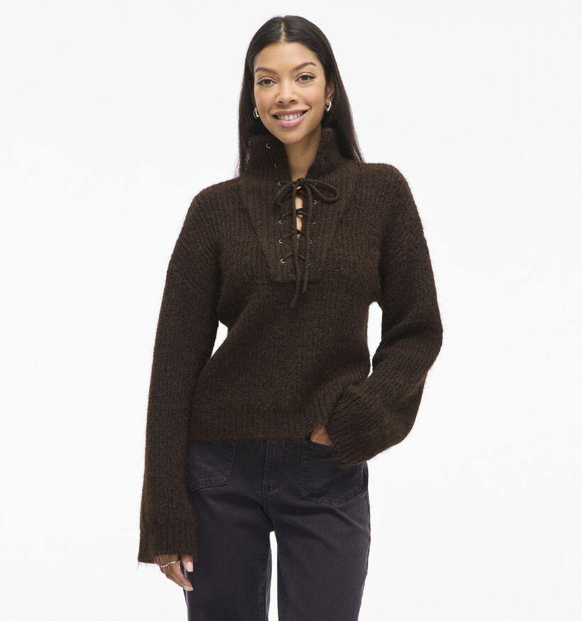 Vila Gleeba High Neck Bruine Trui Vila Gleeba High Neck Bruine Trui voor dames (364075)