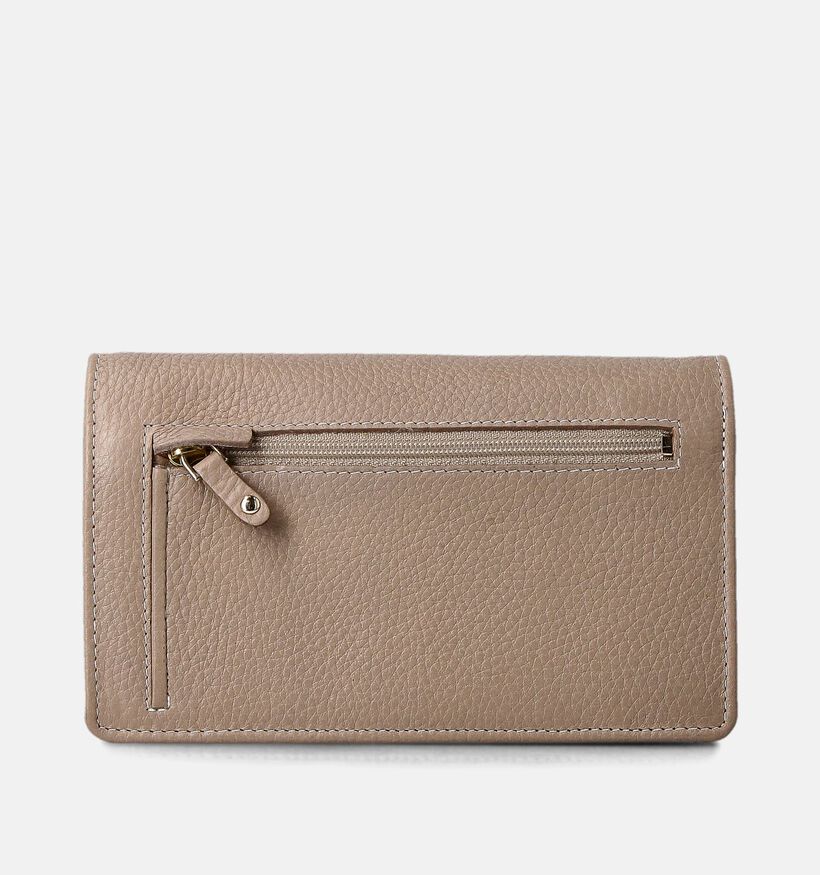 Crinkles Porte-monnaie à rabat en Taupe pour femmes (358089)