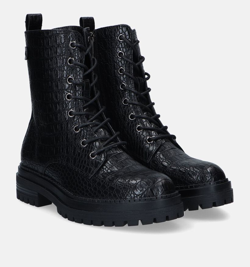 Poelman Boots à lacets en Noir pour femmes (332742)