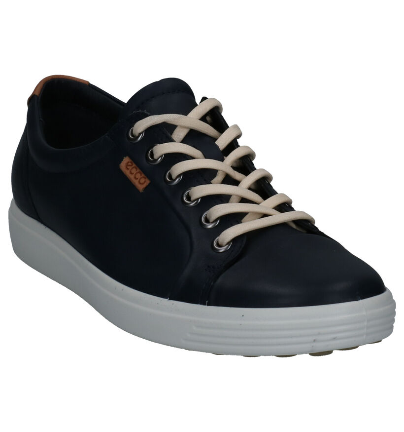 Ecco Soft 7 Chaussures à Lacets en Bleu en cuir (270017)