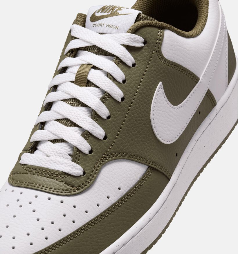 Nike Court Vision Low Baskets en Vert kaki/Blanc pour hommes (359876) - pour semelles orthopédiques